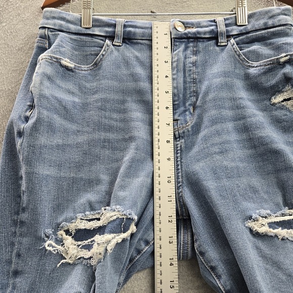 American Eagle Women Jeans 12 Blue Denim Hi Rise Jeggings Distressed 28" Inseam - Picture 9 of 13